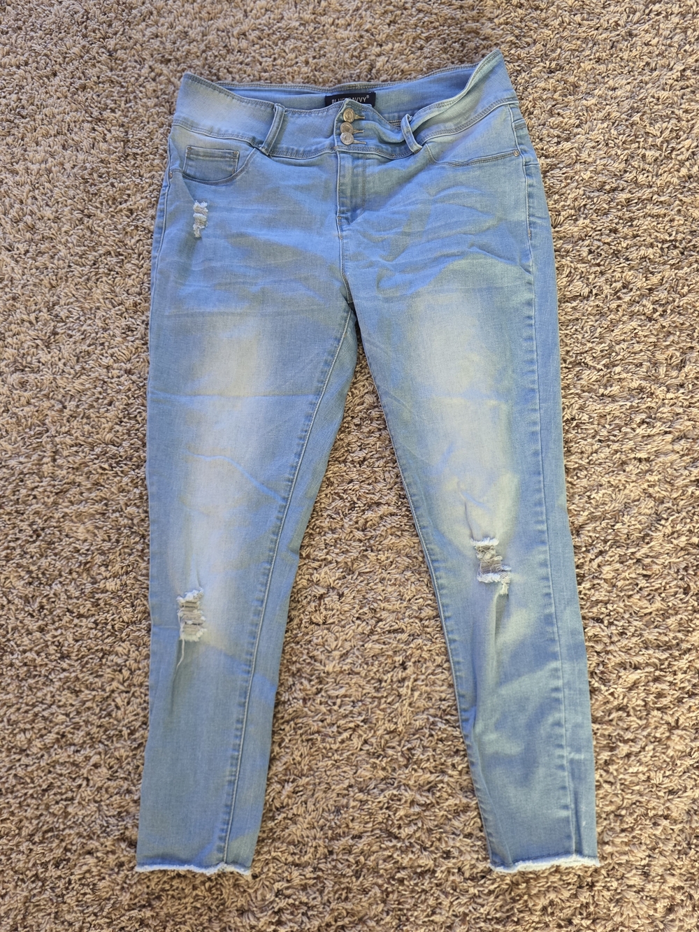 Light Wash Distressed Blue Savvy Skinny Jeans for Women